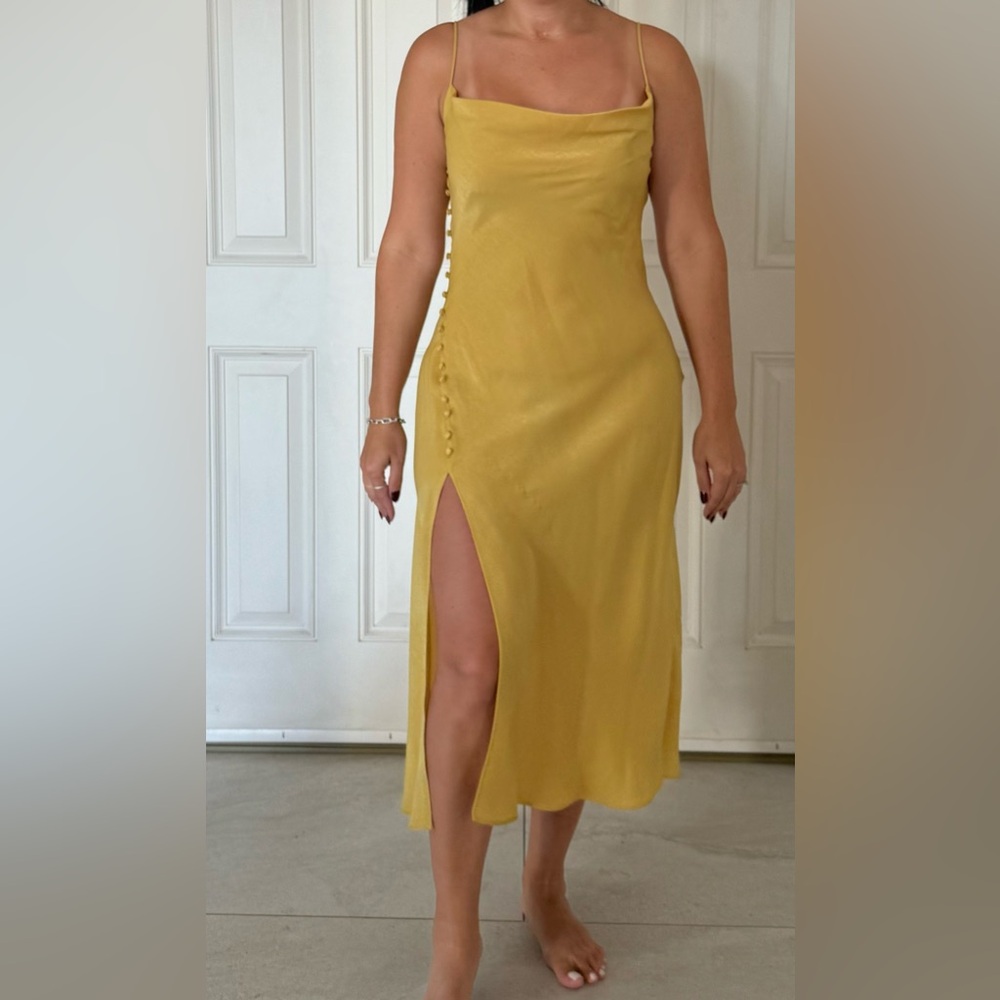 Zara Mustard Midi Dress with Slit